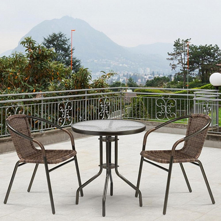 Комплект плетеной мебели из искусственного ротанга Асоль-1C TLH-037B-R3/TLH060-D60 Brown 2Pcs