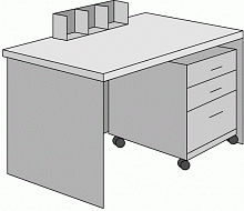 Стол письменный 1100*620*720мм с подкатной тумбой ЛДСП белый 447.07	