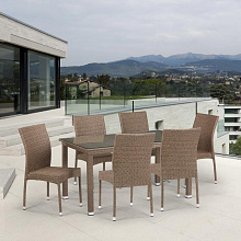 Обеденный комплект плетеной мебели из искусственного ротанга