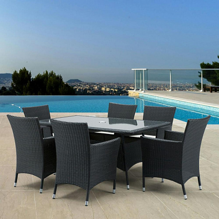 Обеденный комплект плетеной мебели из искусственного ротанга