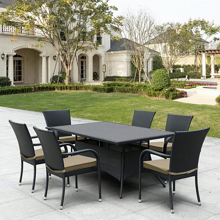 Обеденный комплект плетеной мебели из искусственного ротанга