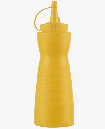Емкость (бутылочка) для соуса 700мл желтая фигурная, полипропилен