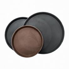 Поднос 36см коричневый черный прорезиненный 