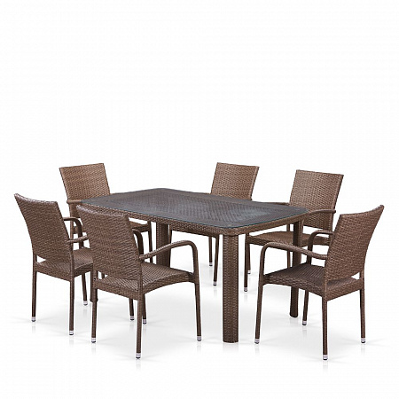 Обеденный комплект плетеной мебели из искусственного ротанга