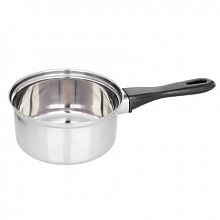 Сотейник 0,8л 14см нержавеющая сталь, без крышки, без слоя ТРС, ручка пластиковая