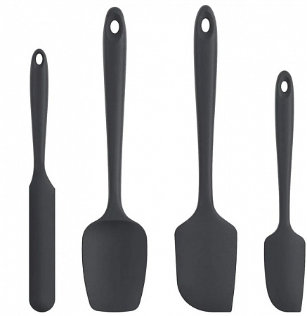 Шпатель-лопатка силиконовая кондитерская 24,5см черная ручка -40-+220С 