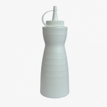 Емкость (бутылочка) для соуса 375мл белая фигурная, полипропилен