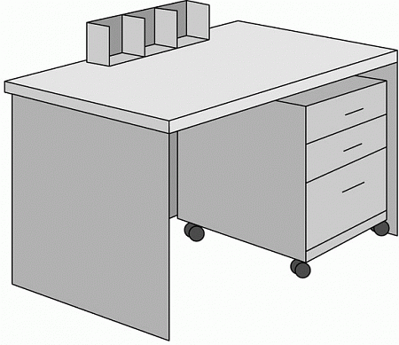 Стол письменный 1100*620*720мм с подкатной тумбой ЛДСП белый 447.07	
