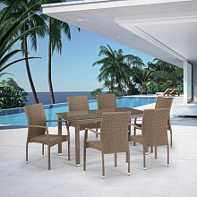 Обеденный комплект плетеной мебели из искусственного ротанга