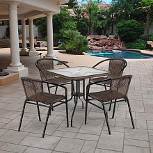 Комплект мебели для летнего кафе Асоль-3 TLH-037BR3/070SR-70х70 R-05 Brown (4+1)