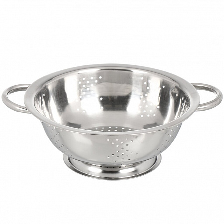 Дуршлаг сито 21см глубокое с ручками нержавеющая сталь, крупные дырочки