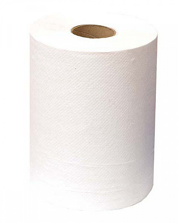 Полотенца рулонные 300 метров, однослойные, белые с центральной вытяжкой