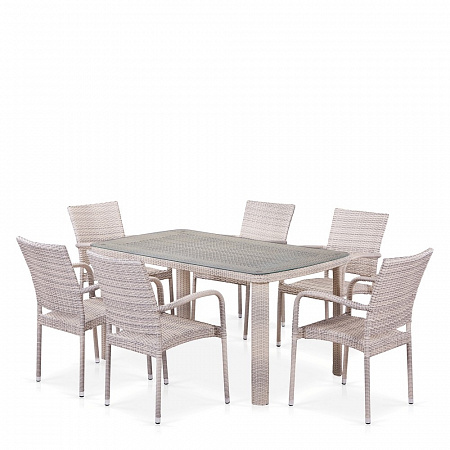 Обеденный комплект плетеной мебели из искусственного ротанга