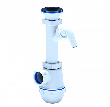 Сифон Ани Грот 1 1/2*40 с отводами для стиральной машины с тт/р 40*40/50 с0100