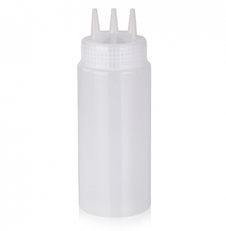 Емкость (бутылочка) для соуса 450мл прозрачная 3 носика, полипропилен