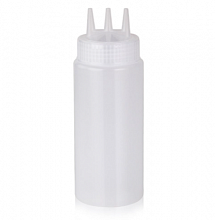 Емкость (бутылочка) для соуса 450мл прозрачная 3 носика, полипропилен