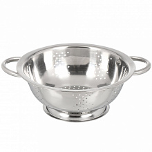 Дуршлаг сито 21см глубокое с ручками нержавеющая сталь, крупные дырочки