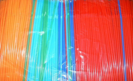 Трубочки кокт. 0,5*24 см. 1000 шт. цветные MIX с гофрой /12/