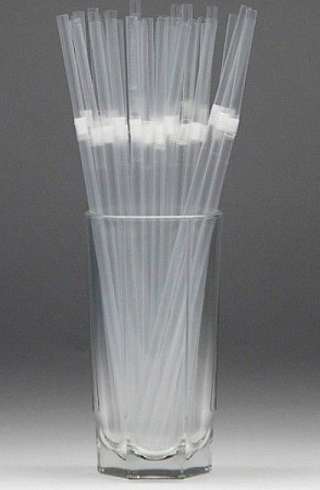 Трубочки кокт. 0,5*24 см. 1000 шт/уп. прозрачные с гофрой /12/