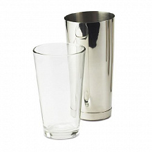 Шейкер 0,85 л. нерж. со стекл. стаканом Boston Bonzer