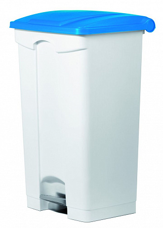 Бак для мусора  90 л с педалью, белый с синей крышкой на колесах Still Casa