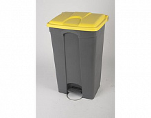 Бак для мусора  90 л с педалью, серый с желтой крышкой на колесах Probbax