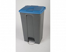 Бак для мусора  90 л с педалью, серый с голубой крышкой на колесах Probbax