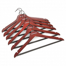 Вешалка дерев. 44 см. с перекладиной, красн. дерево, набор 6 шт. Z