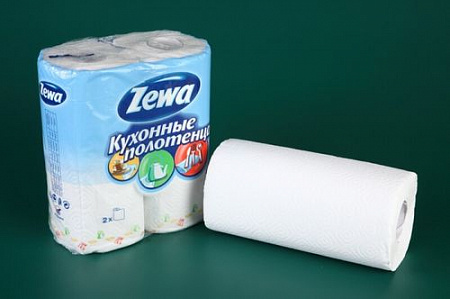 Полотенце 2-сл. 60 л/рул. ЗЕВА белое 23*25 15 м. (2 рул/уп.) /12/* Z