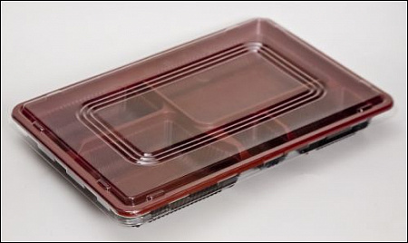 Ланч-бокс с крышкой 280*192*12/274*186*33 пластик черные 100 шт/уп.