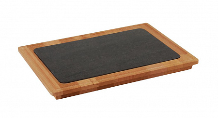 Блюдо для подачи прямоуг. дерево, вставка керамика LAVA