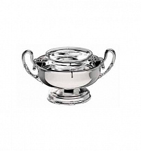 Икорница d=16 см. h=9,5 см с хрустальной вставкой мельхиор с посеребрением Broggi