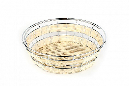 Корзина для хлеба круглая 40х8 см. ротанг+нерж. APS