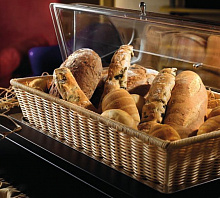 Корзина для хлеба прямоуг. 52,5х32х29,5 см. (GN 1/1) полиротанг, крышка Roll-Top поликарбонат Pinti