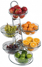 Подставка 39*31 см. h=66 см. с 6 емк. d=23 см. нерж.+стекло APS