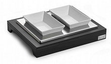 Подставка 38*32*5,5 см. с 2-я салатниками, дерево цвет венге+нерж. с охлажд. Pinti