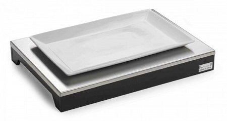 Подставка 46*32*5,5 см. с фарфор. подносом (39х25см)  дерево цвет венге+нерж. с охлажд. Pinti