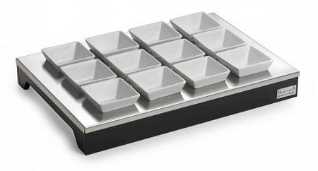 Подставка 46*32*5,5 см. с 12-ю салатниками, дерево цвет венге + нерж. Pinti