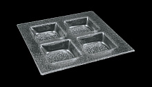 Тарелка квадр. 300*300 мм. 4-х секционная прозр. стекло 3D