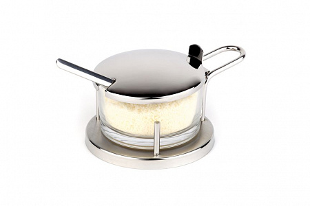 Сахарница/пармезанница d=10,5 см. нерж+ стекло с ложкой APS