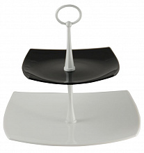 Этажерка 2-х ярусная 19*19/26*26 см. черн.-бел Квадрат