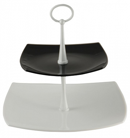 Этажерка 2-х ярусная 19*19/26*26 см. черн.-бел Квадрат