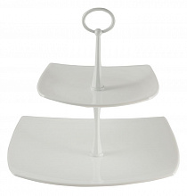 Этажерка 2-х ярусная 19*19/26*26 см. бел.-бел Квадрат