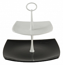 Этажерка 2-х ярусная 19*19/26*26 см. бел.-черн Квадрат