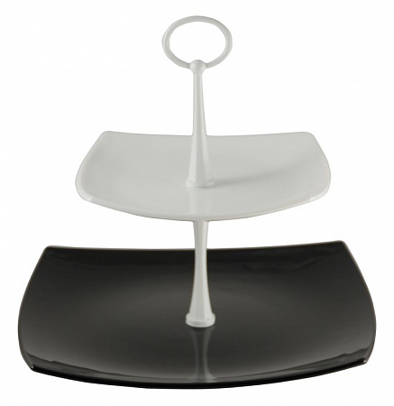 Этажерка 2-х ярусная 19*19/26*26 см. бел.-черн Квадрат