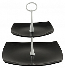 Этажерка 2-х ярусная 19*19/26*26 см. черн.-чер Квадрат