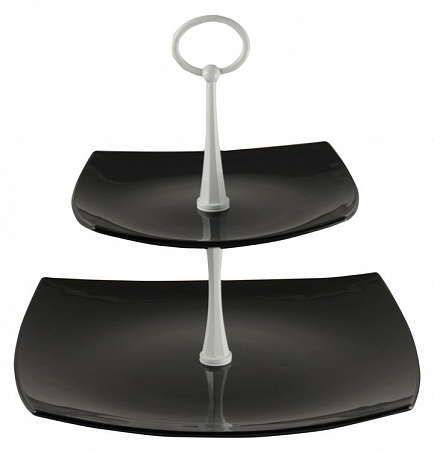 Этажерка 2-х ярусная 19*19/26*26 см. черн.-чер Квадрат