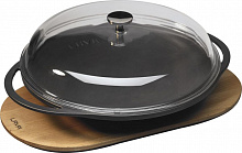 Сковорода d=28 см. чугун, черная, на подставке, крышка стекло "ECO" LAVA