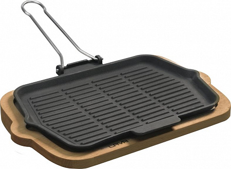 Сковорода-гриль 21*30 см. чугун, черная, на подставке "ECO" LAVA