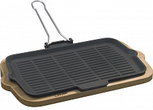Сковорода-гриль 21*36 см. чугун, черная, на подставке "ECO" LAVA